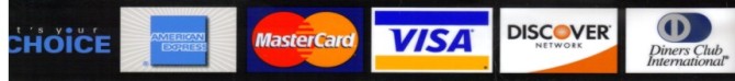 We accept American Express, MasterCard, Visa, Discover and Diners Club